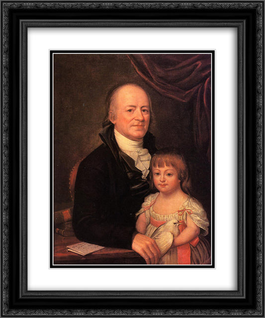 Thomas Elliott and His Granddaughter Deborah Hibernia 20x24 Black Ornate Wood Framed Art Print Poster with Double Matting by Peale, Charles Willson