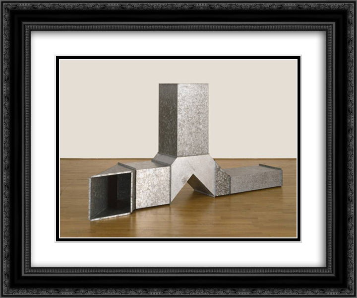 Square Tubes [Series D] 24x20 Black Ornate Wood Framed Art Print Poster with Double Matting by Posenenske, Charlotte