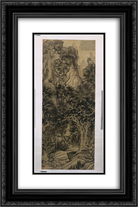 The Mountain of the Five Cataracts 16x24 Black Ornate Wood Framed Art Print Poster with Double Matting by Hongshou, Chen