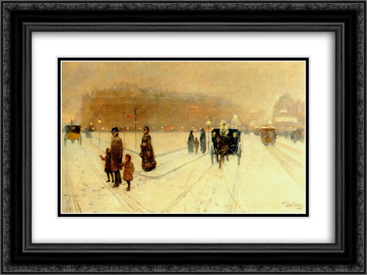 A City Fairyland 24x18 Black Ornate Wood Framed Art Print Poster with Double Matting by Hassam, Childe