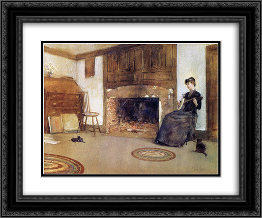 A Familiar Tune 24x20 Black Ornate Wood Framed Art Print Poster with Double Matting by Hassam, Childe