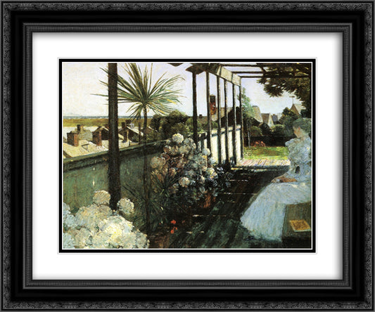 Afternoon in Nantucket 24x20 Black Ornate Wood Framed Art Print Poster with Double Matting by Hassam, Childe