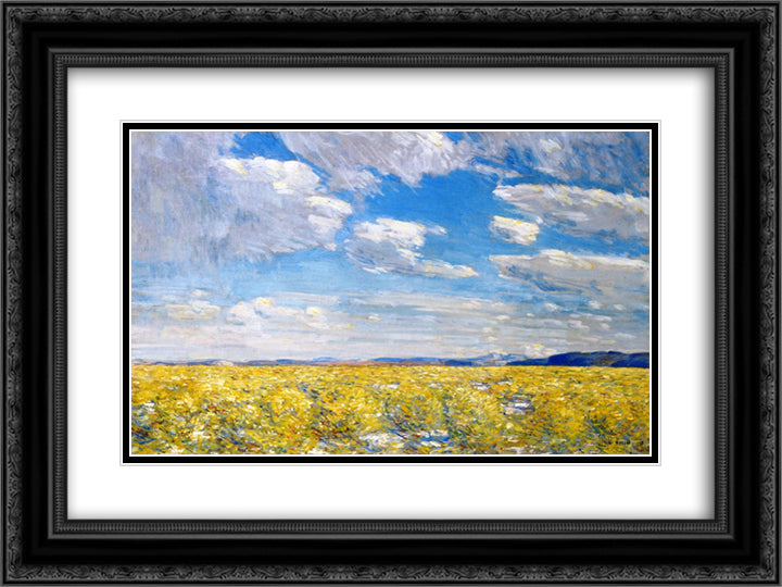 Afternoon Sky, Harney Desert 24x18 Black Ornate Wood Framed Art Print Poster with Double Matting by Hassam, Childe