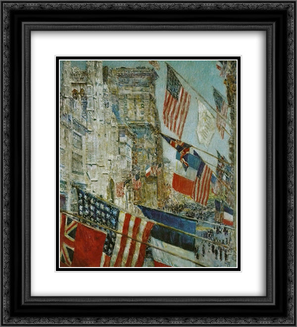 Allies Day, May 20x22 Black Ornate Wood Framed Art Print Poster with Double Matting by Hassam, Childe