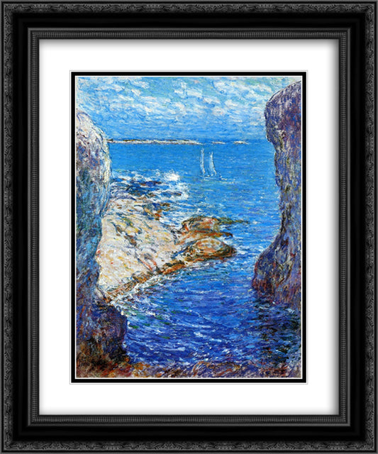 An Isles of Shoals Day 20x24 Black Ornate Wood Framed Art Print Poster with Double Matting by Hassam, Childe