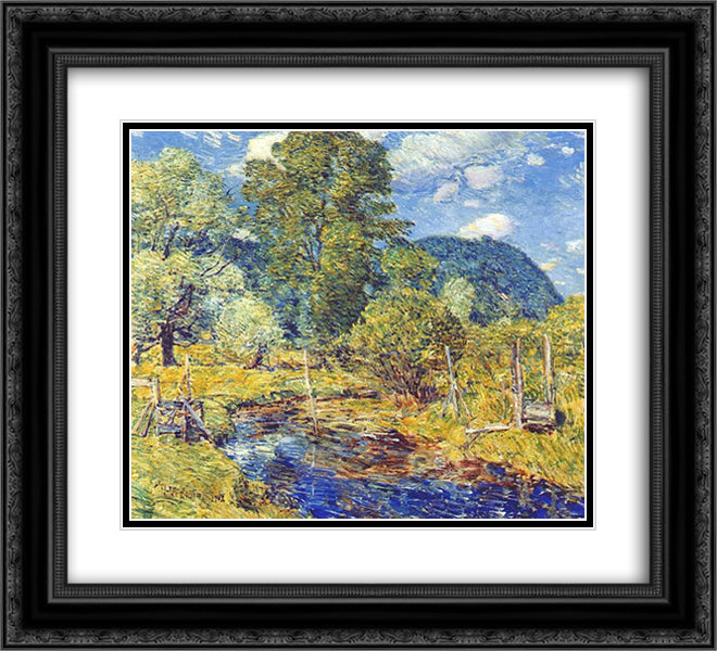 Bedford Hills 22x20 Black Ornate Wood Framed Art Print Poster with Double Matting by Hassam, Childe