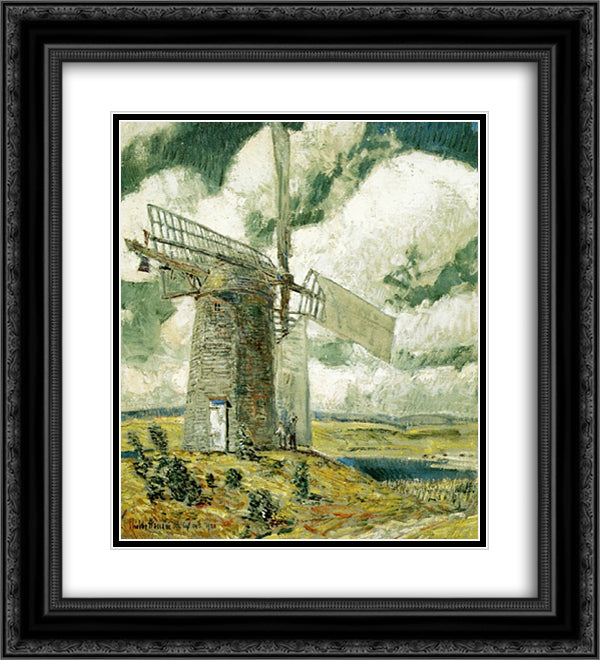 Bending Sail on the Old Mill 20x22 Black Ornate Wood Framed Art Print Poster with Double Matting by Hassam, Childe