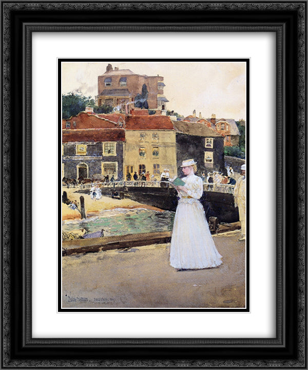 Bleakk House, Broadstairs 20x24 Black Ornate Wood Framed Art Print Poster with Double Matting by Hassam, Childe