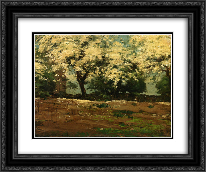 Blossoms 24x20 Black Ornate Wood Framed Art Print Poster with Double Matting by Hassam, Childe