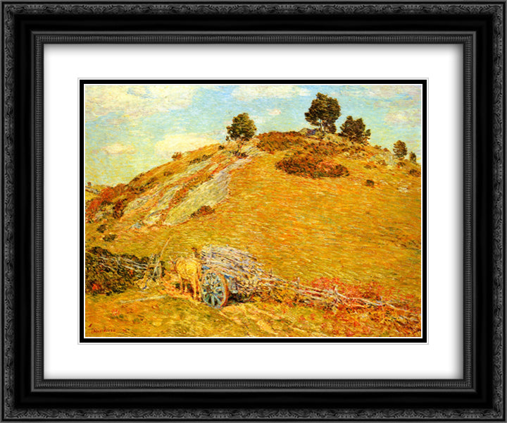 Bornero Hill, Old Lyme, Connecticut 24x20 Black Ornate Wood Framed Art Print Poster with Double Matting by Hassam, Childe