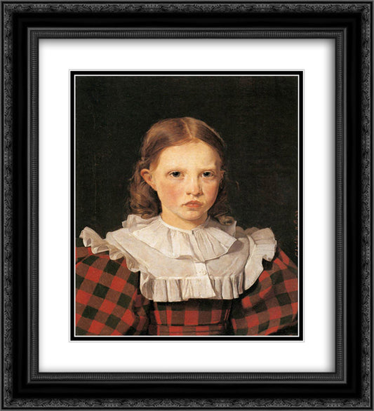 Portrait of Adolphine Kobke, Sister of the Artist 20x22 Black Ornate Wood Framed Art Print Poster with Double Matting by Kobke, Christen