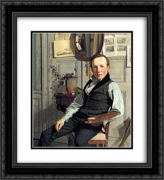 Portrait of Frederik Hansen Sodring 20x22 Black Ornate Wood Framed Art Print Poster with Double Matting by Kobke, Christen