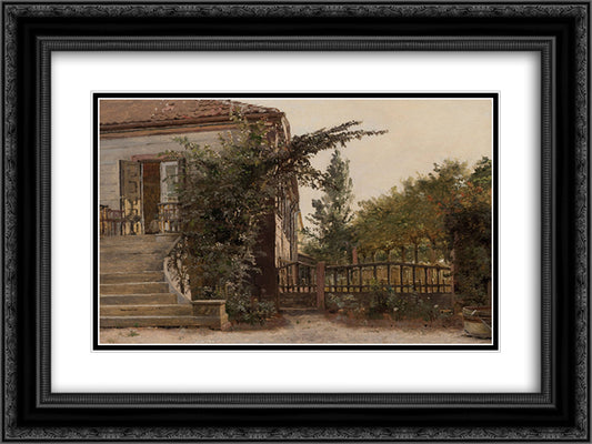 The Garden Steps Leading to the Artist's Studio on Blegdammen 24x18 Black Ornate Wood Framed Art Print Poster with Double Matting by Kobke, Christen