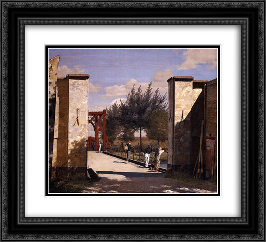 The North Gate of the Citadel 22x20 Black Ornate Wood Framed Art Print Poster with Double Matting by Kobke, Christen