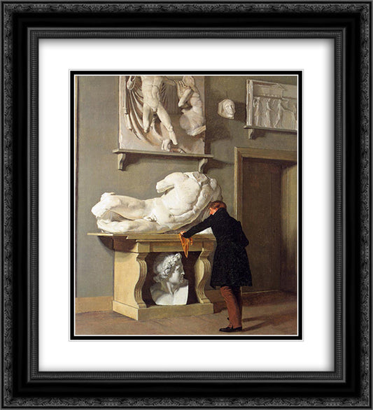 The View of the Plaster Cast Collection at Charlottenborg Palace 20x22 Black Ornate Wood Framed Art Print Poster with Double Matting by Kobke, Christen