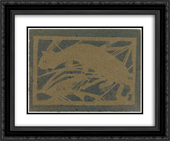 Cat 24x20 Black Ornate Wood Framed Art Print Poster with Double Matting by Rohlfs, Christian