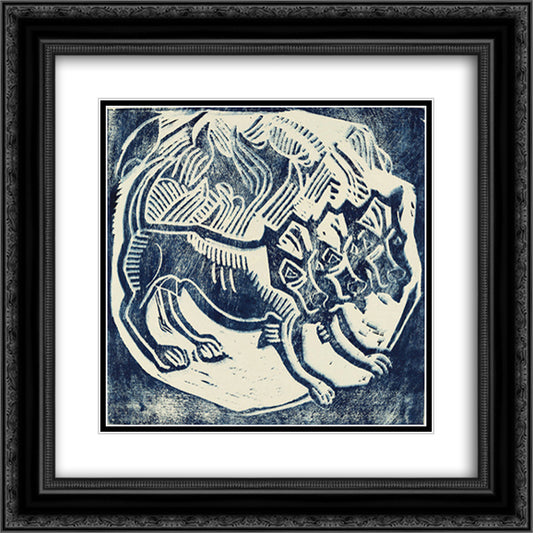 Cerberus 20x20 Black Ornate Wood Framed Art Print Poster with Double Matting by Rohlfs, Christian