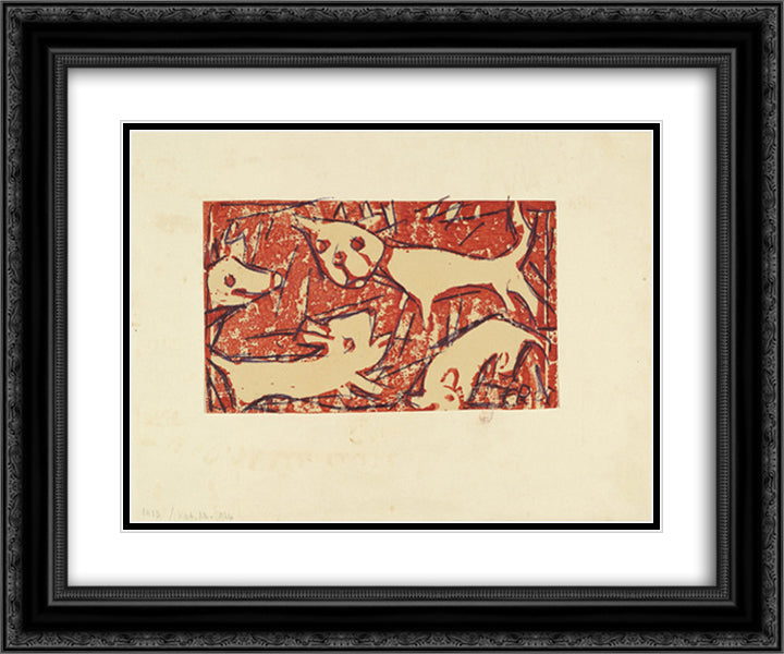 Dogs 24x20 Black Ornate Wood Framed Art Print Poster with Double Matting by Rohlfs, Christian