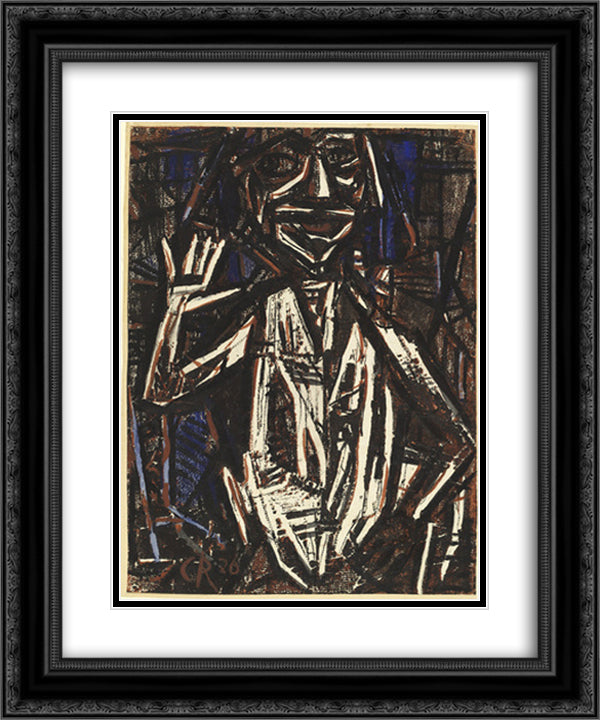 Idol (Torso with Raised Hand) 20x24 Black Ornate Wood Framed Art Print Poster with Double Matting by Rohlfs, Christian