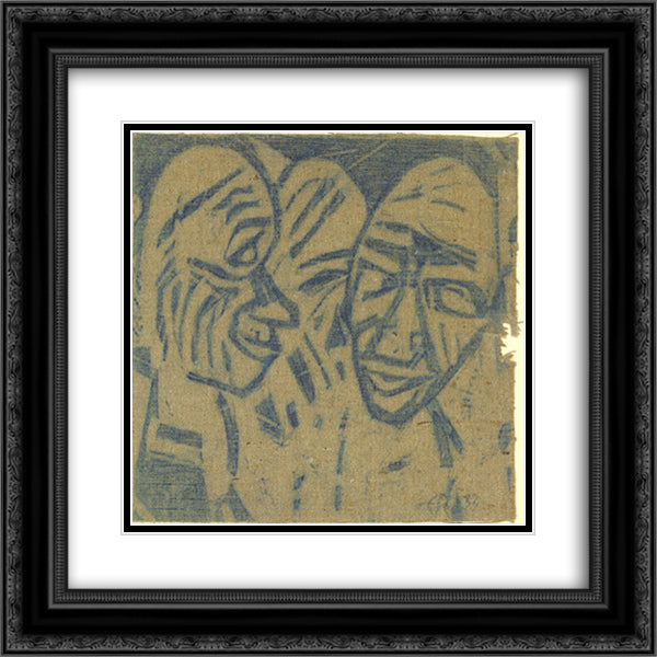 Large Heads (2 Heads I) 20x20 Black Ornate Wood Framed Art Print Poster with Double Matting by Rohlfs, Christian