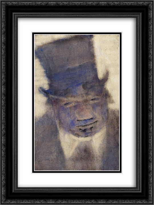 Man in a Top Hat 18x24 Black Ornate Wood Framed Art Print Poster with Double Matting by Rohlfs, Christian