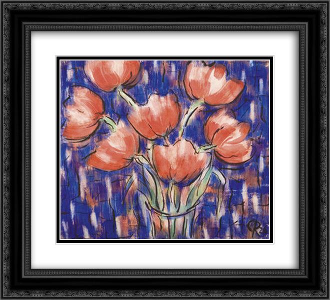 Rote Tulpen 22x20 Black Ornate Wood Framed Art Print Poster with Double Matting by Rohlfs, Christian