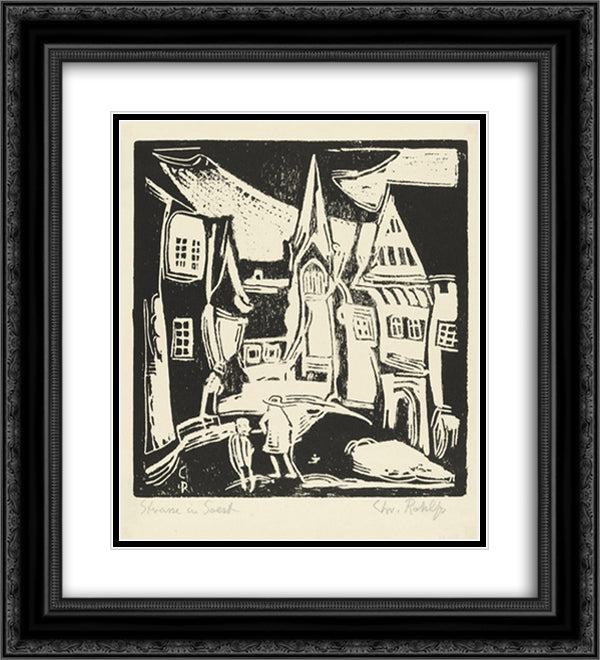 Street in Soest 20x22 Black Ornate Wood Framed Art Print Poster with Double Matting by Rohlfs, Christian