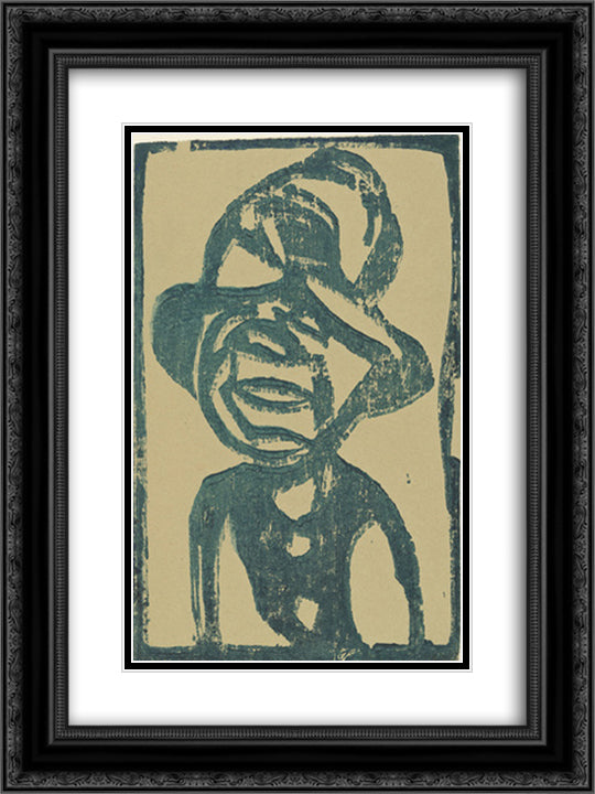 Street Urchin (Head with Hat) 18x24 Black Ornate Wood Framed Art Print Poster with Double Matting by Rohlfs, Christian