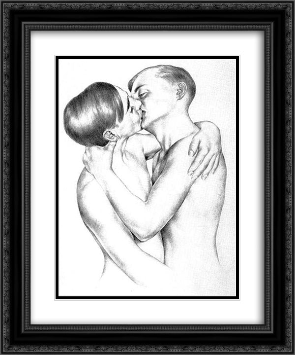 Loving Boys 20x24 Black Ornate Wood Framed Art Print Poster with Double Matting by Schad, Christian