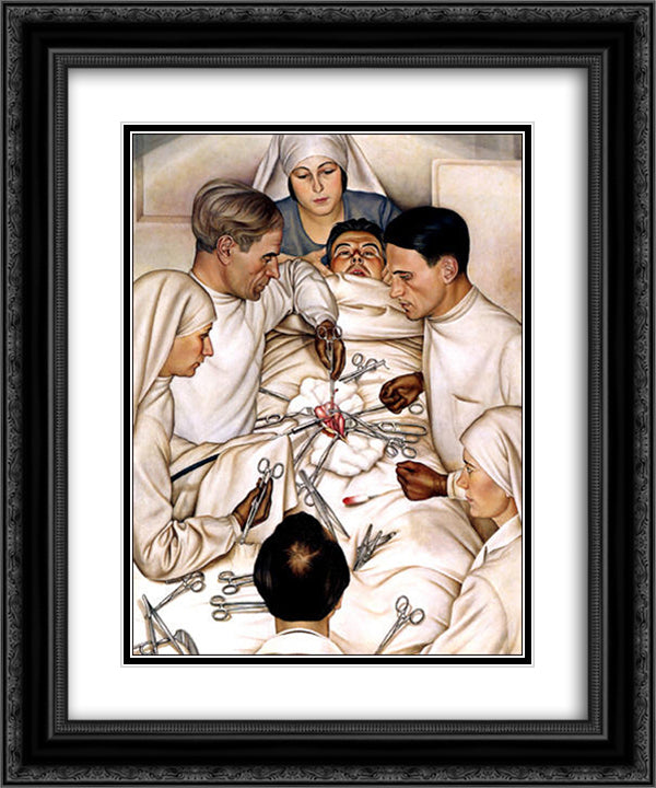 The Operation 20x24 Black Ornate Wood Framed Art Print Poster with Double Matting by Schad, Christian