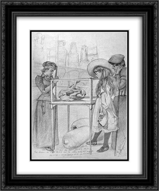 (La bella Napoli) Oh the poor poor dog 20x24 Black Ornate Wood Framed Art Print Poster with Double Matting by Allers, Christian Wilhelm