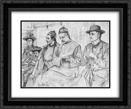 Chinese people on the Underground - Berlin 24x20 Black Ornate Wood Framed Art Print Poster with Double Matting by Allers, Christian Wilhelm