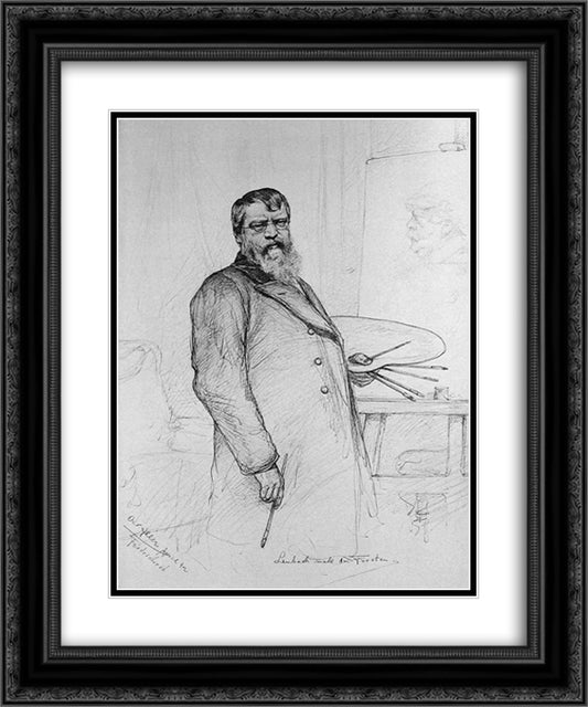 German Painter Franz von Lenbach 20x24 Black Ornate Wood Framed Art Print Poster with Double Matting by Allers, Christian Wilhelm