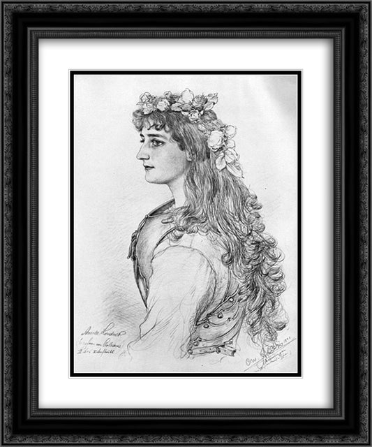 Portrait of Amanda Lindner 20x24 Black Ornate Wood Framed Art Print Poster with Double Matting by Allers, Christian Wilhelm
