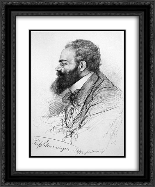Portrait of Ernst Schweninger 20x24 Black Ornate Wood Framed Art Print Poster with Double Matting by Allers, Christian Wilhelm