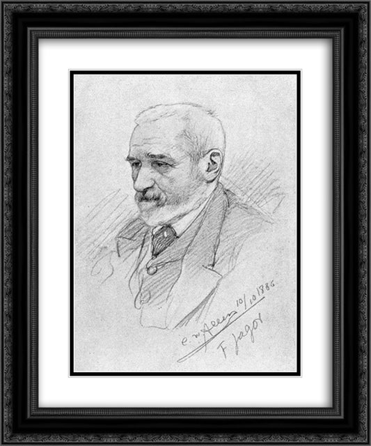 Portrait of Fedor Jagor 20x24 Black Ornate Wood Framed Art Print Poster with Double Matting by Allers, Christian Wilhelm