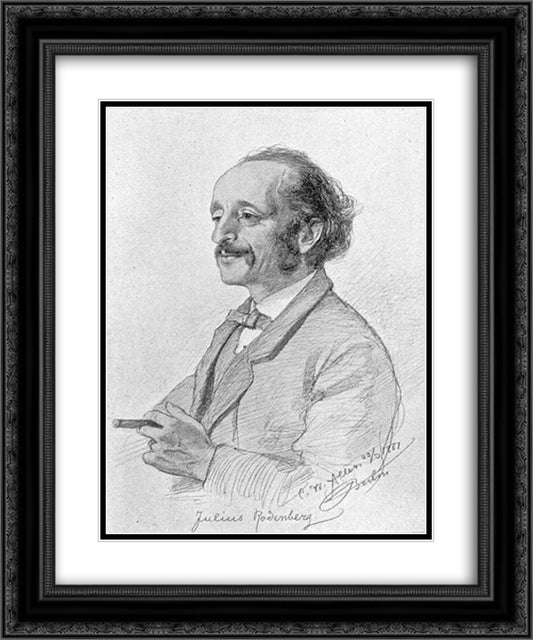 Portrait of Julius Rodenberg 20x24 Black Ornate Wood Framed Art Print Poster with Double Matting by Allers, Christian Wilhelm