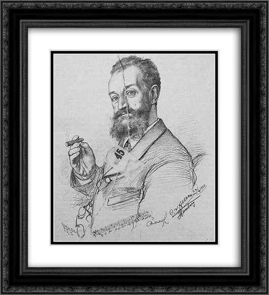 Portrait of Karl Millocker 20x22 Black Ornate Wood Framed Art Print Poster with Double Matting by Allers, Christian Wilhelm