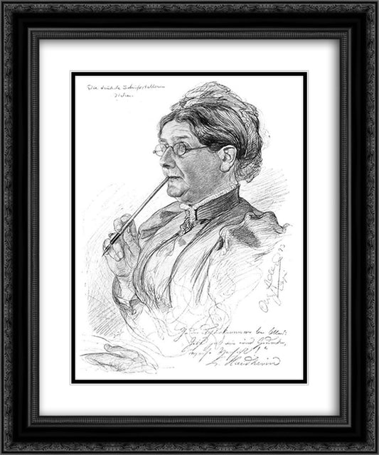 Portrait of Luise Haidheim 20x24 Black Ornate Wood Framed Art Print Poster with Double Matting by Allers, Christian Wilhelm