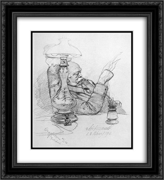 Portrait of Otto von Bismarck 20x22 Black Ornate Wood Framed Art Print Poster with Double Matting by Allers, Christian Wilhelm