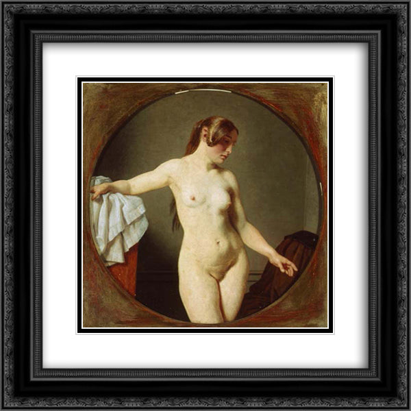 Female Model, Florentine 20x20 Black Ornate Wood Framed Art Print Poster with Double Matting by Eckersberg, Christoffer Wilhelm