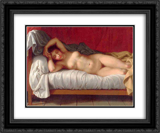 Lying Model in Bed 24x20 Black Ornate Wood Framed Art Print Poster with Double Matting by Eckersberg, Christoffer Wilhelm