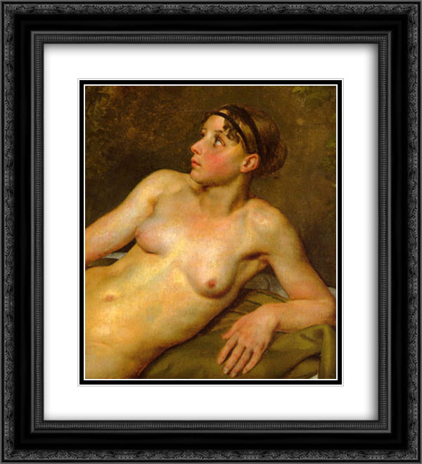 Nude Study 20x22 Black Ornate Wood Framed Art Print Poster with Double Matting by Eckersberg, Christoffer Wilhelm