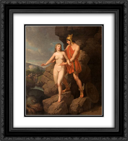 Perseus Delivering Andromeda 20x22 Black Ornate Wood Framed Art Print Poster with Double Matting by Eckersberg, Christoffer Wilhelm