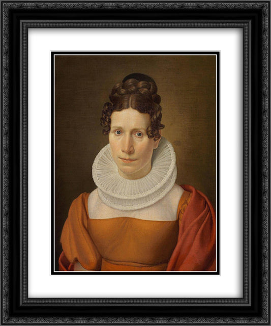 Portrait of Faktor Fjellerups Kone 20x24 Black Ornate Wood Framed Art Print Poster with Double Matting by Eckersberg, Christoffer Wilhelm