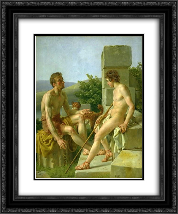 Sitting Young Man 20x24 Black Ornate Wood Framed Art Print Poster with Double Matting by Eckersberg, Christoffer Wilhelm