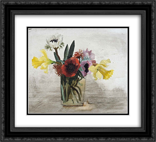 Flowers 22x20 Black Ornate Wood Framed Art Print Poster with Double Matting by Wood, Christopher