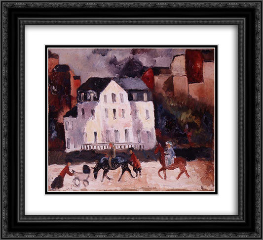 Horses in Paris 22x20 Black Ornate Wood Framed Art Print Poster with Double Matting by Wood, Christopher