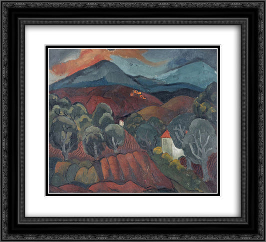 Landscape at Vence 22x20 Black Ornate Wood Framed Art Print Poster with Double Matting by Wood, Christopher