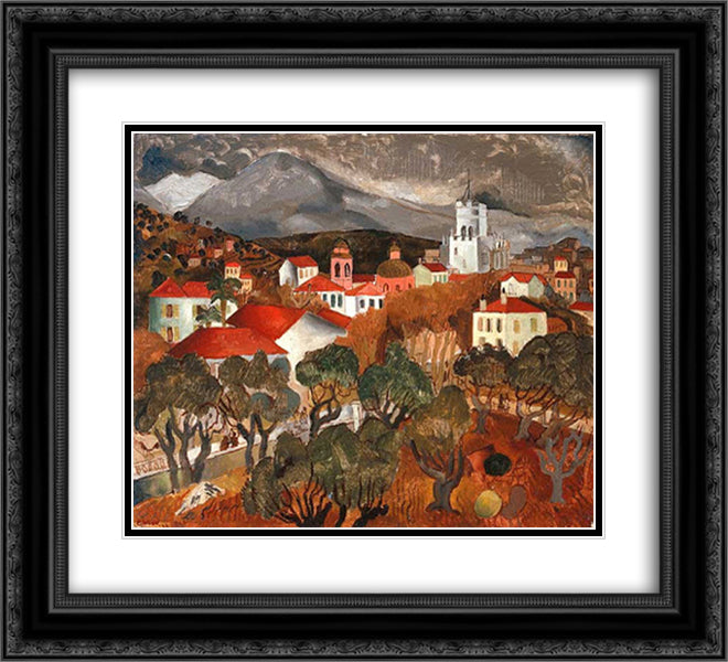 Landscape near Vence 22x20 Black Ornate Wood Framed Art Print Poster with Double Matting by Wood, Christopher